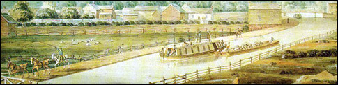 Image of canal boats in the Erie Canal