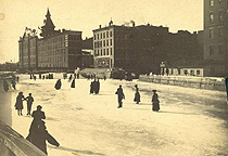 Ice skaters on the Erie Canal