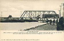 Where the Rochester and Eastern Rapid Railway tracks cross the Erie Canal