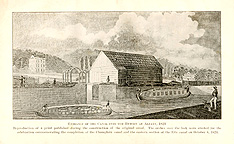 Entrance of the Canal into The Hudson at Albany, 1823
