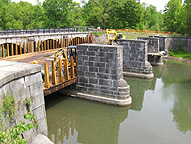 Nine Mile Creek Aqueduct restoration - Showing the supporting stonework
