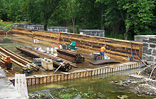Nine Mile Creek Aqueduct restoration - Nearly completed south wall