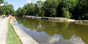 Nine Mile Creek Aqueduct restoration - Overview, looking east