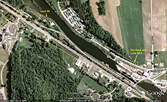 Google earth view of Erie Canal Lock No. 56 and Lock 28-A