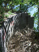 The  east side retaining wall looking south