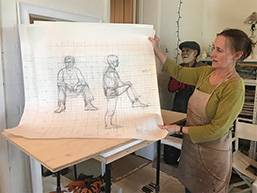 Susan Geissler with sketch of one locktender